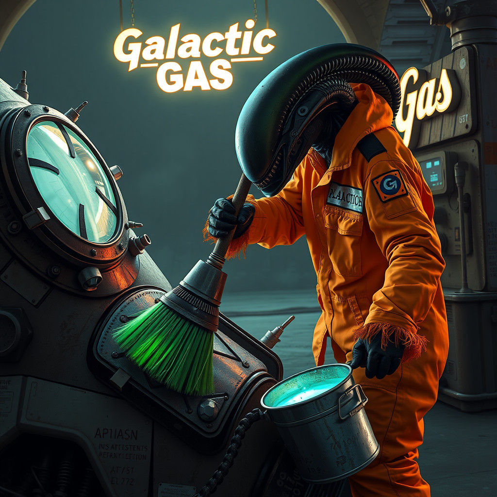 Xenomorph Sweeping Spacecraft in Dystopian Sci-Fi Scene