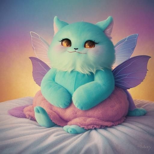 Sweet Fantasy Monster on a Bed in Disney-esque Style