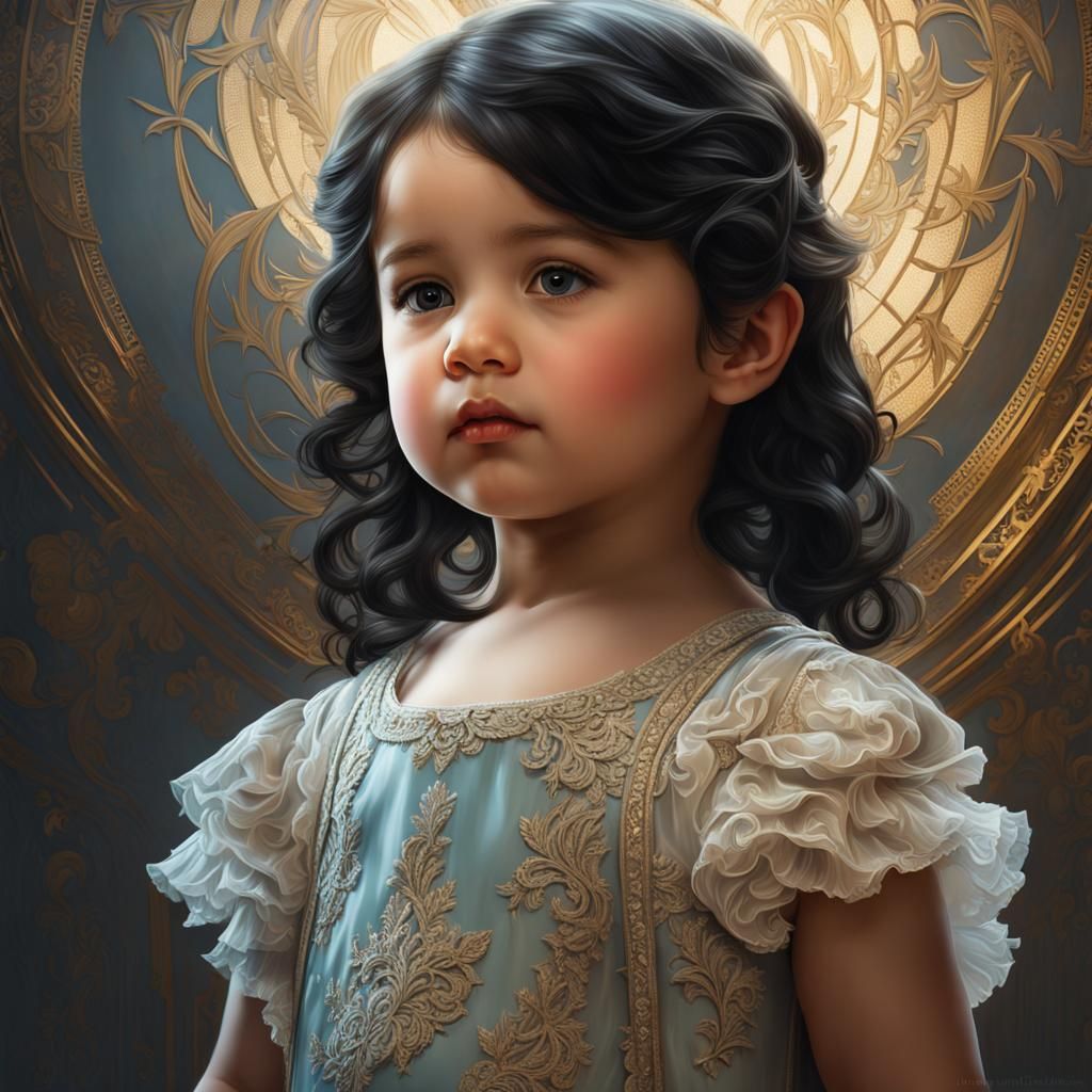 Toddler in Formal Dress: Hyperdetailed Portrait