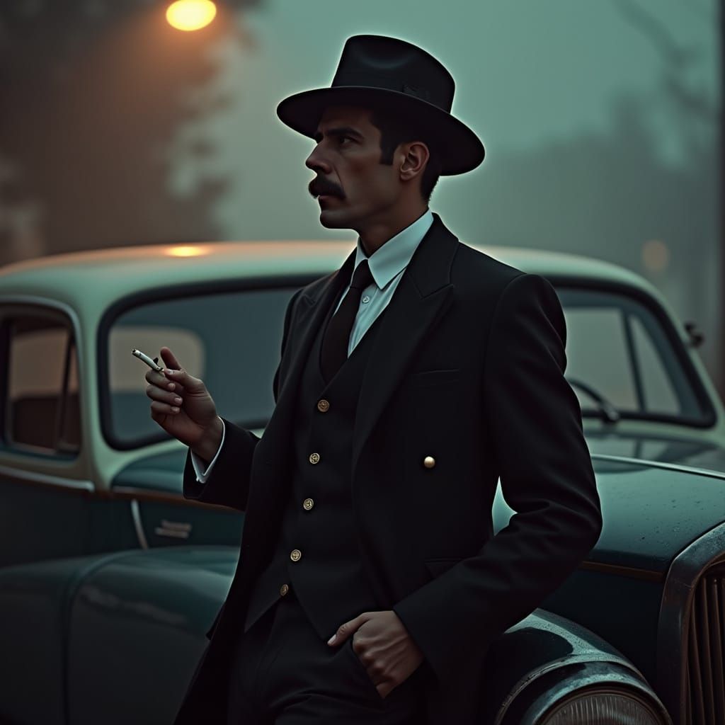 Gentleman in Vintage Noir Setting