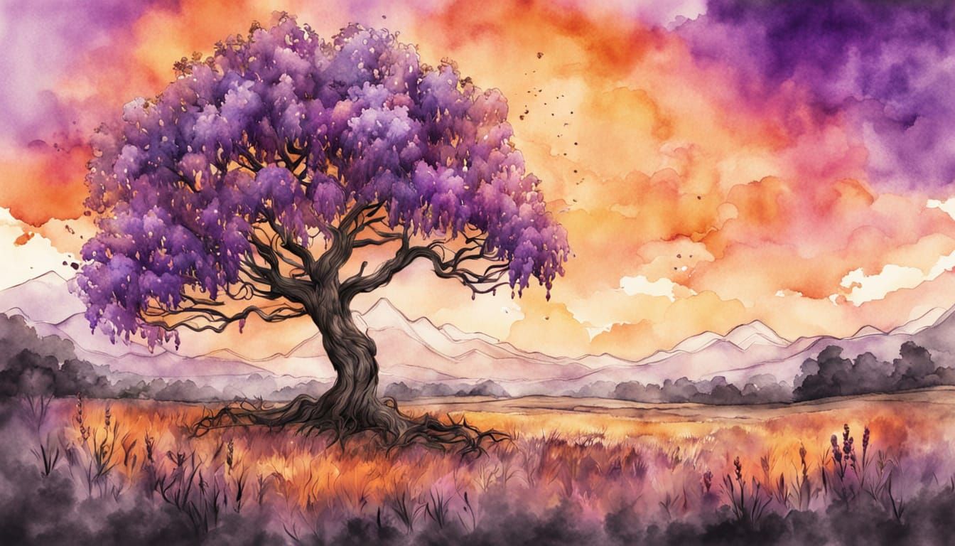 Vibrant Wisteria Tree in Dawn's Warm Glow