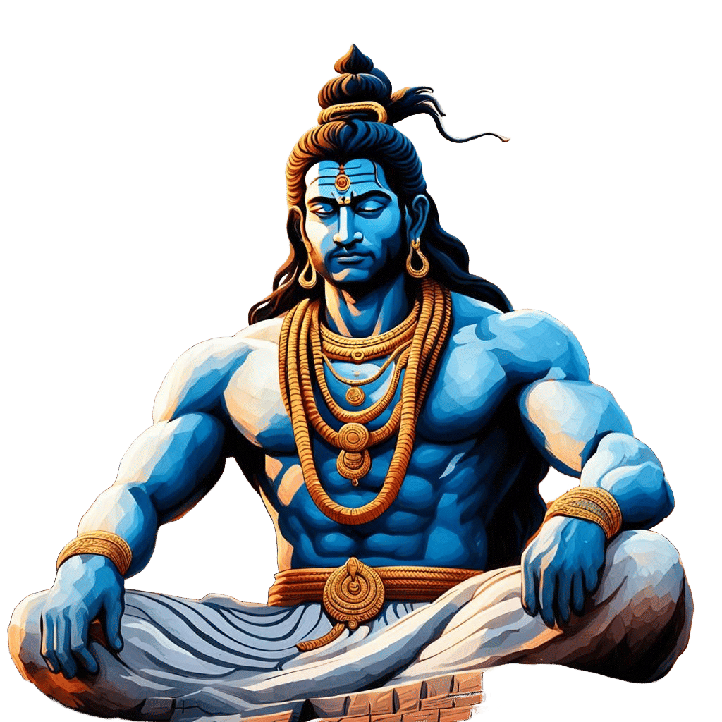 Mahadev on White Mountain with Snake and Moon