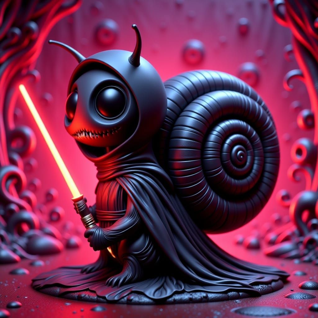 Adorable Sith Snail in Chibi Style