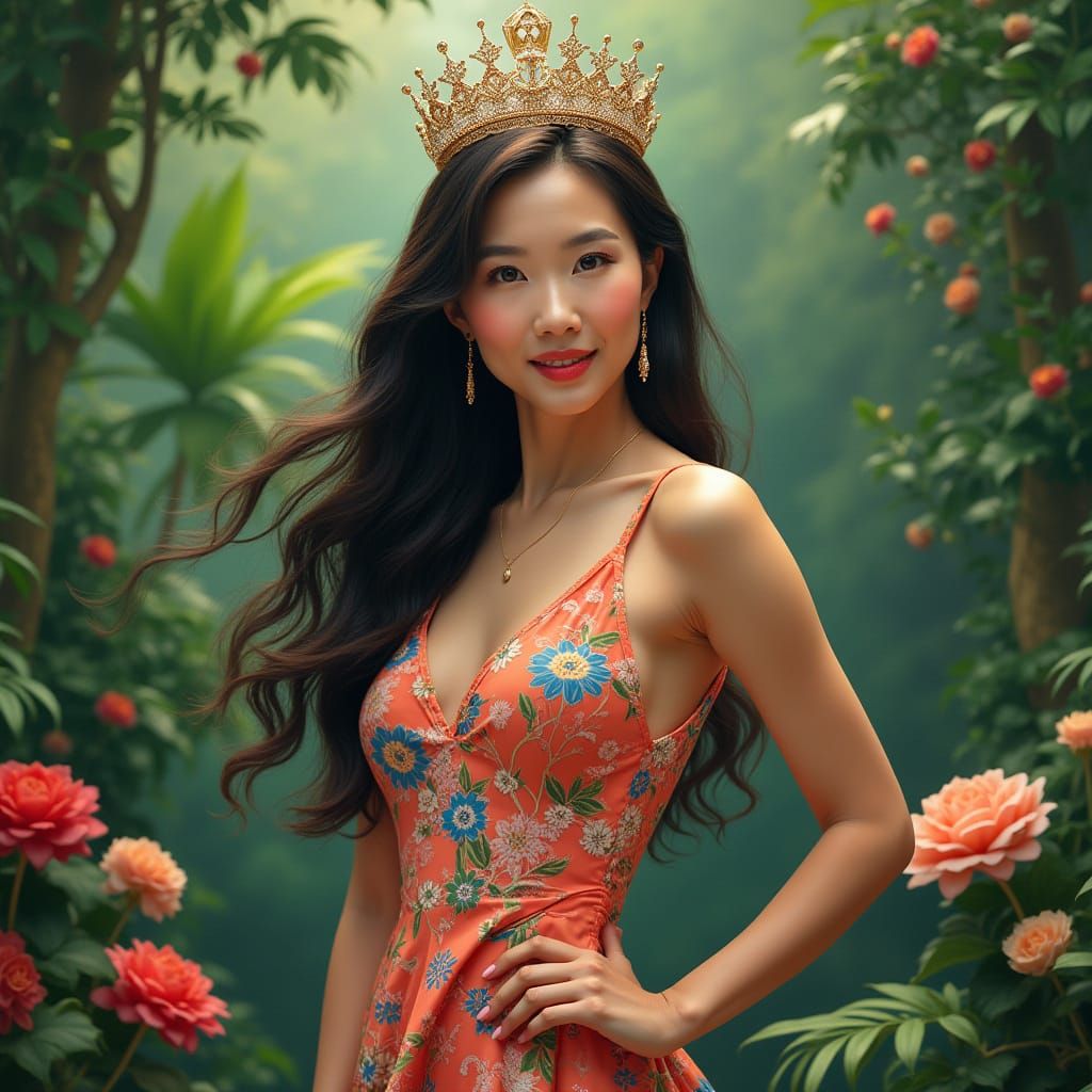 Queen in Tropical Setting, Pop Art Style