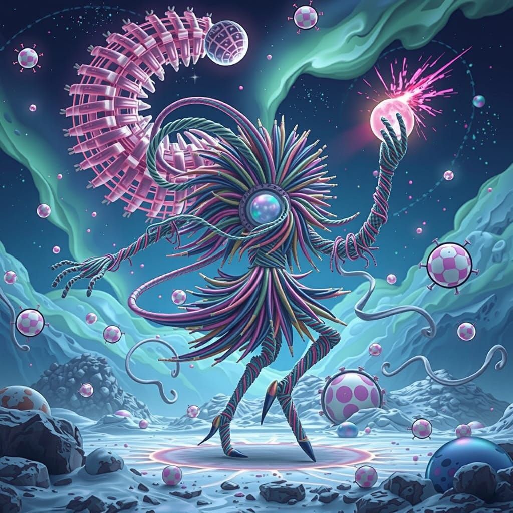 Rainbow Metallic Wire Sculptures in a Futuristic Style