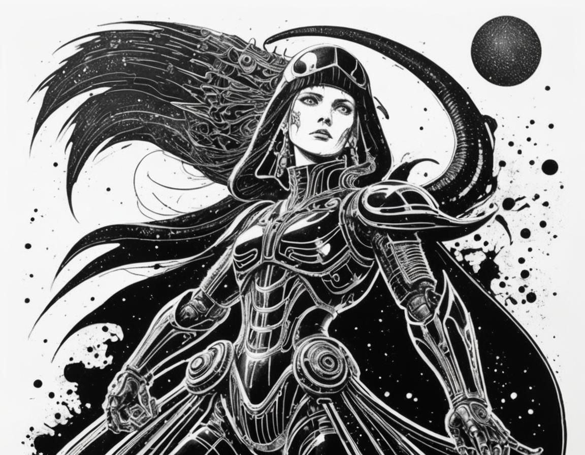 Neon Disco Punk Fight in Art Deco Ink