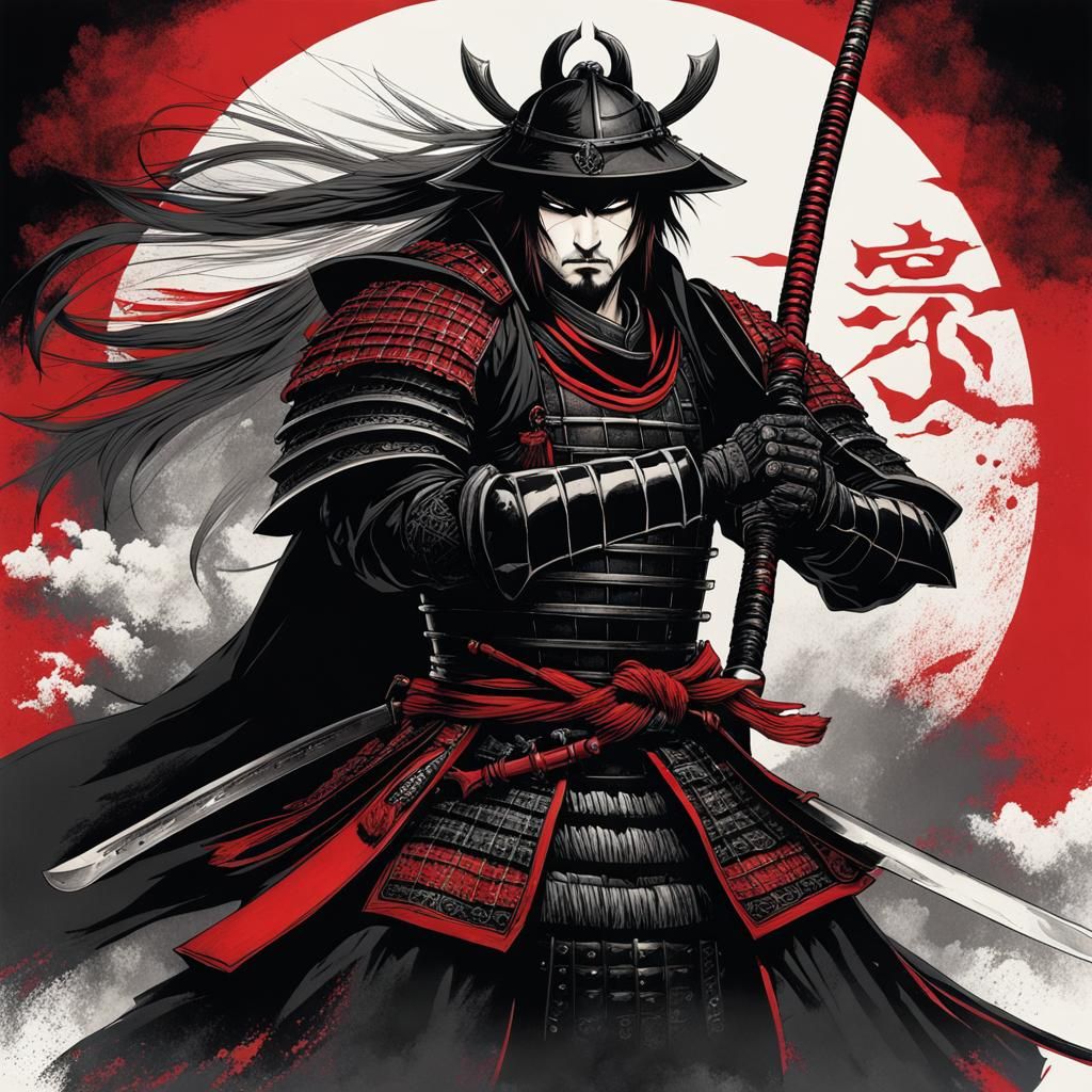 Gothic Samurai in Fantasy Illustration Style
