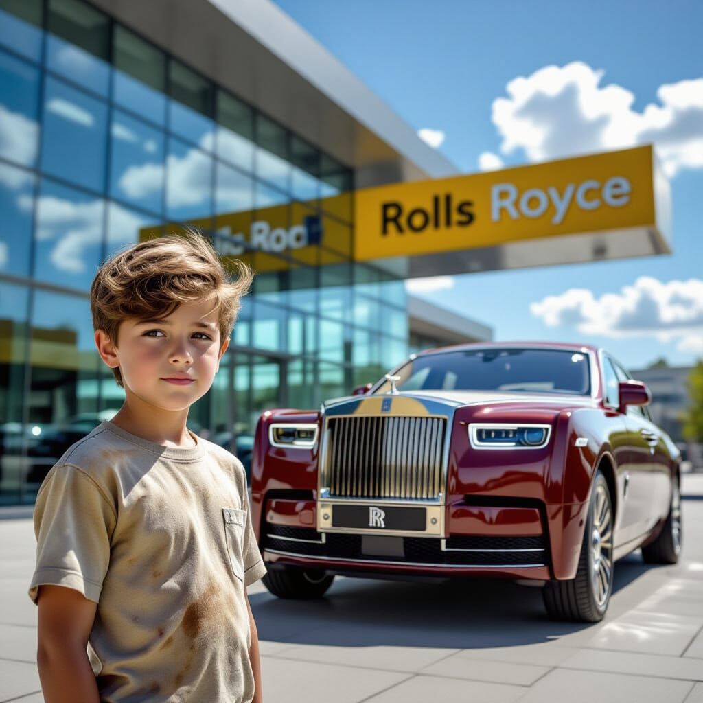 Boy and Rolls Royce Contrast
