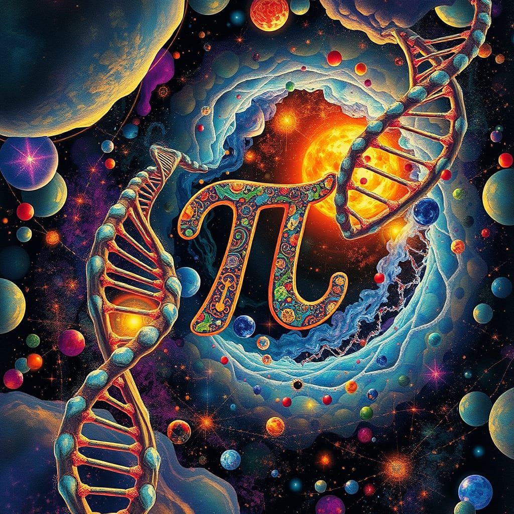 Pi Envelops DNA in Cosmic Dance