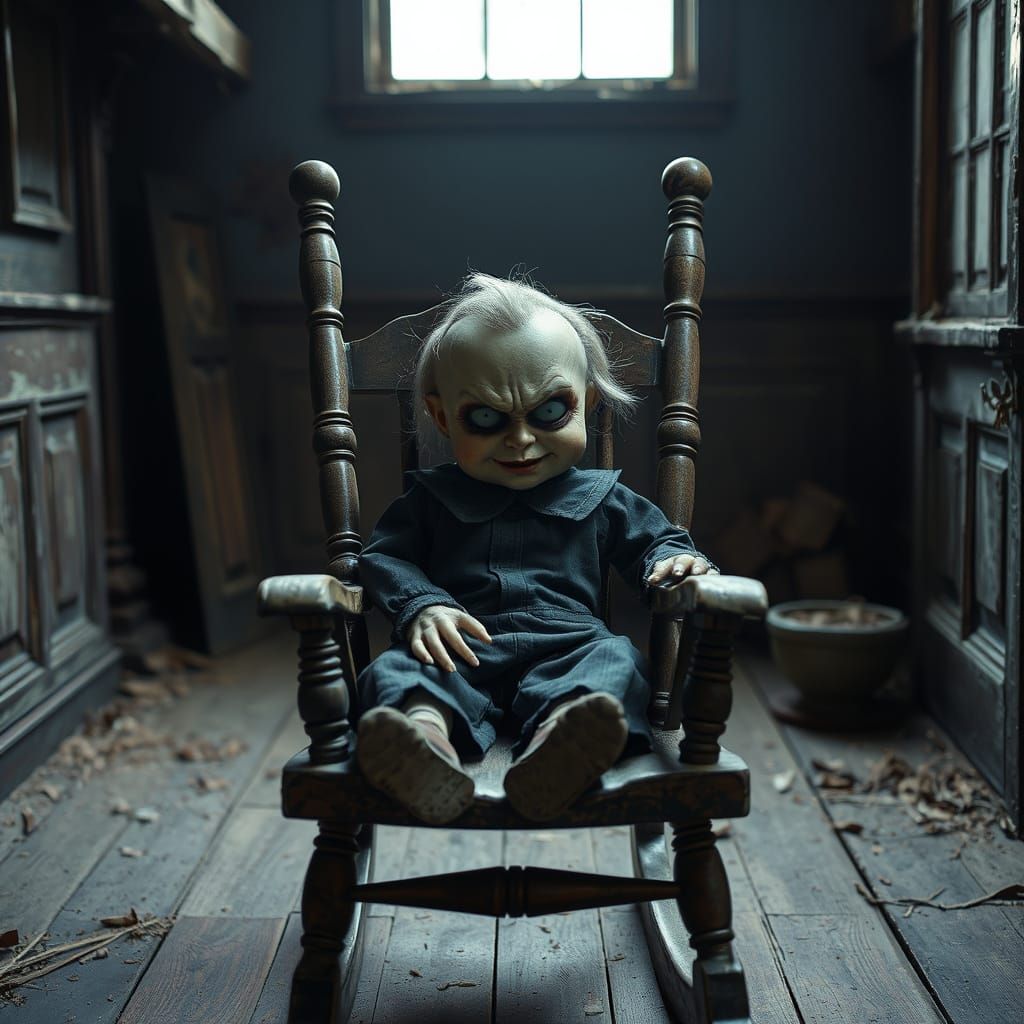 Eerie Ventriloquist Doll in Dusty Attic