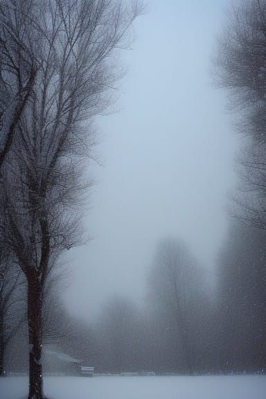 Veil Lifts in a Snowy Landscape