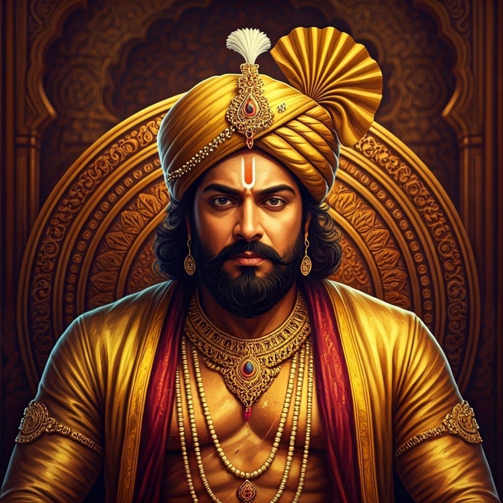 Regal Indian King on Throne: Concept Art