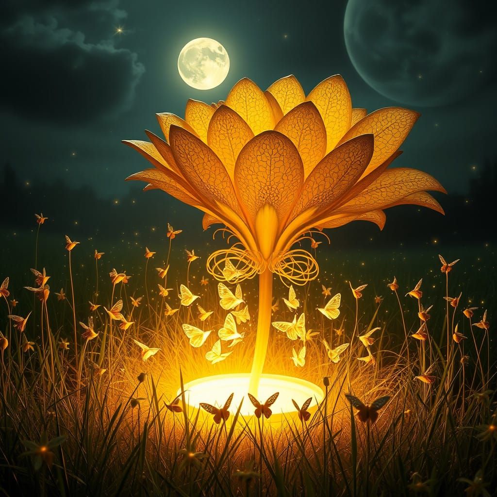 Moonlit Glade of Luminous Winged Nectar Sprites