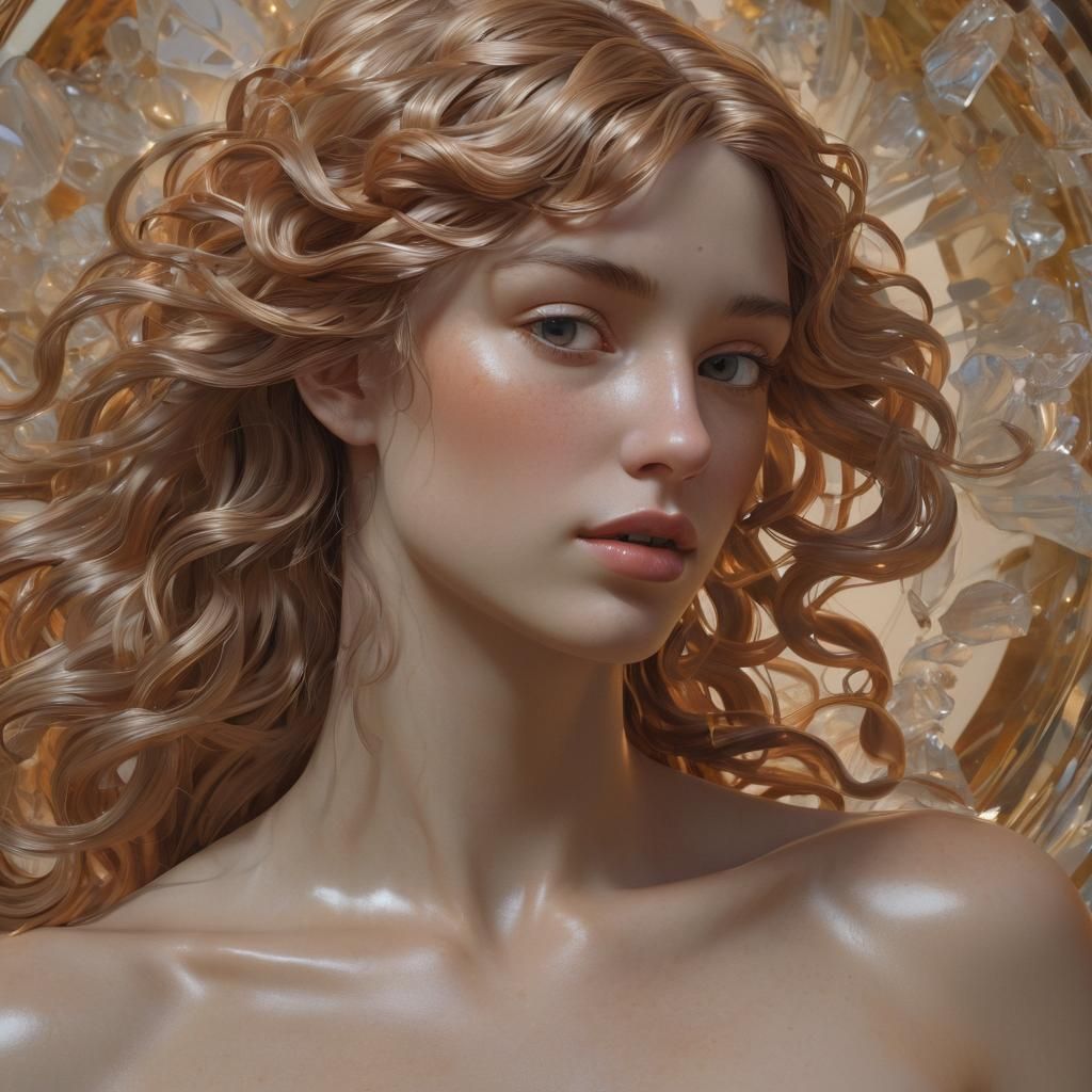Contemporary Crystal Venus Painting in Morning Light