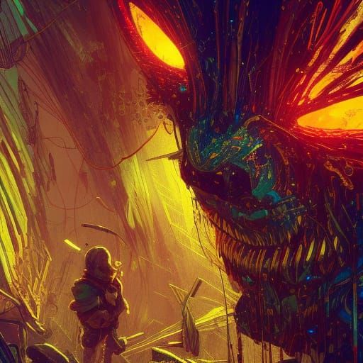 One-Eyed Creature's Last Meal: Epic Fantasy Art