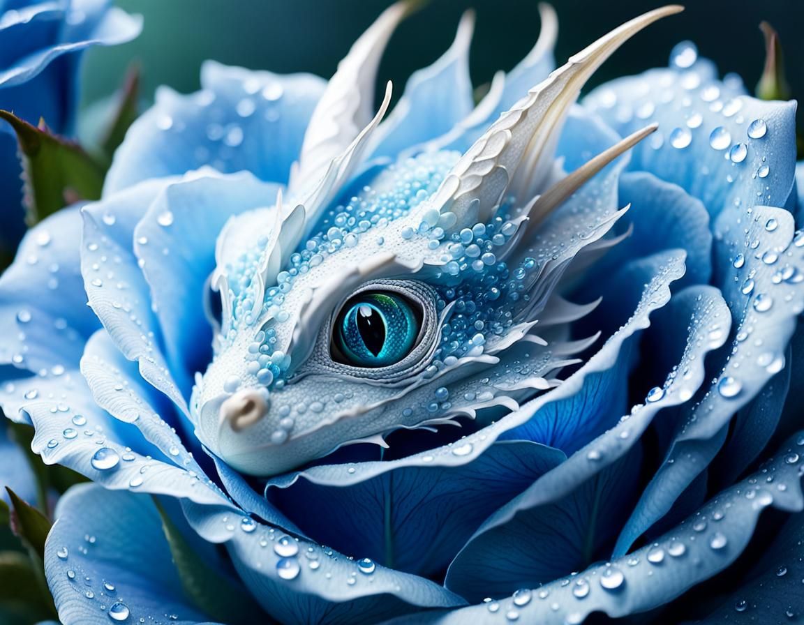 A tiny white baby dragon with large eyes curled up inside a ...