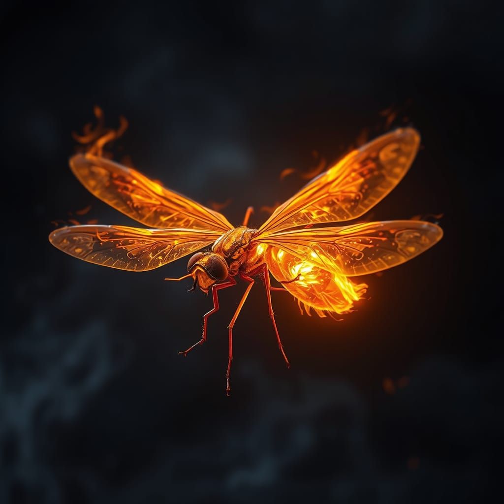 Glowing Ember Insect Illuminates Dark Night