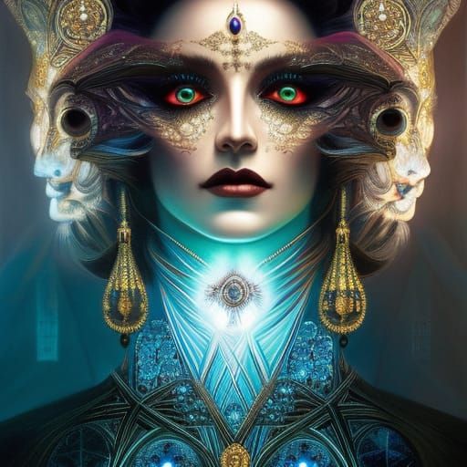 Gothic Woman with Crystal Mandala Eyes