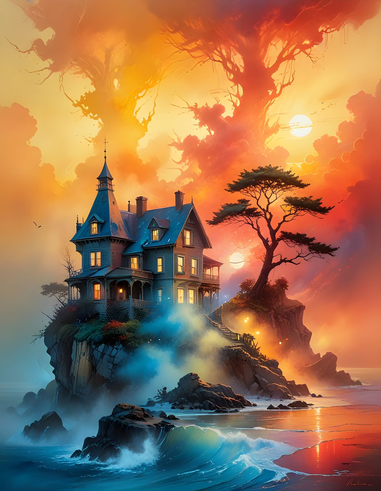 Ethereal Victorian Estate Amidst Windswept Coastal Bluff