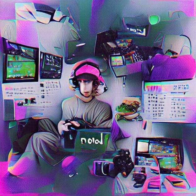 Neon Lo-Fi Gamer Streamer in Cyberpunk Style
