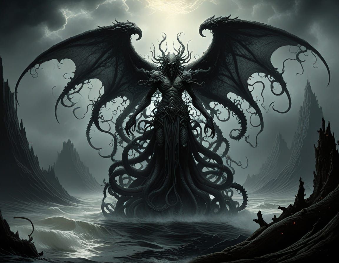 Demonic Abyss Angel in Dark Horror Art