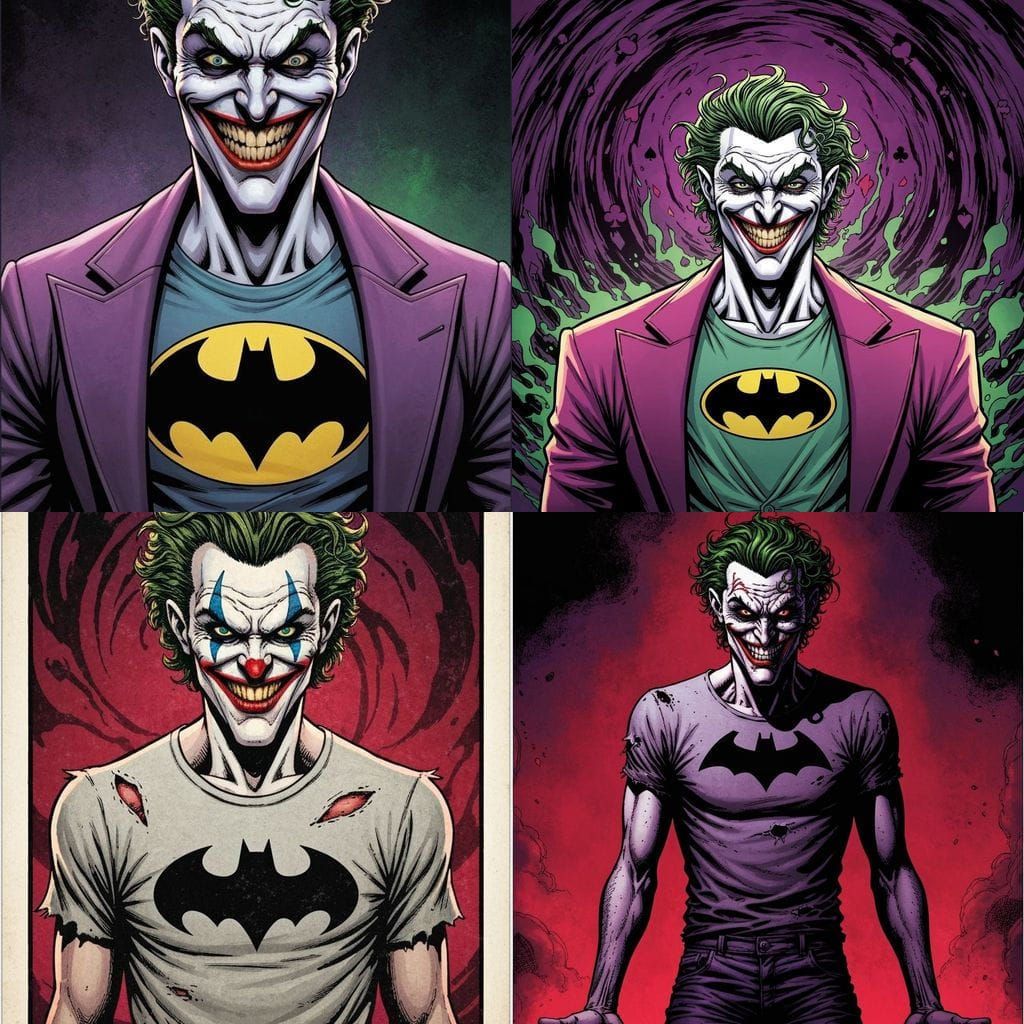 Joker Wearing Batman T-Shirt as Playing Card