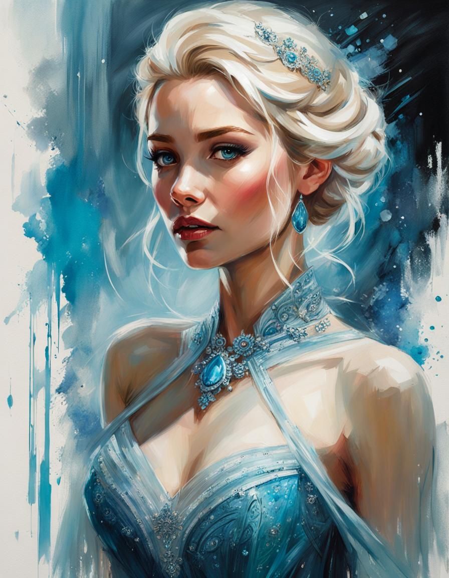 Futuristic Portrait of Princess Elsa in Digital Art Style