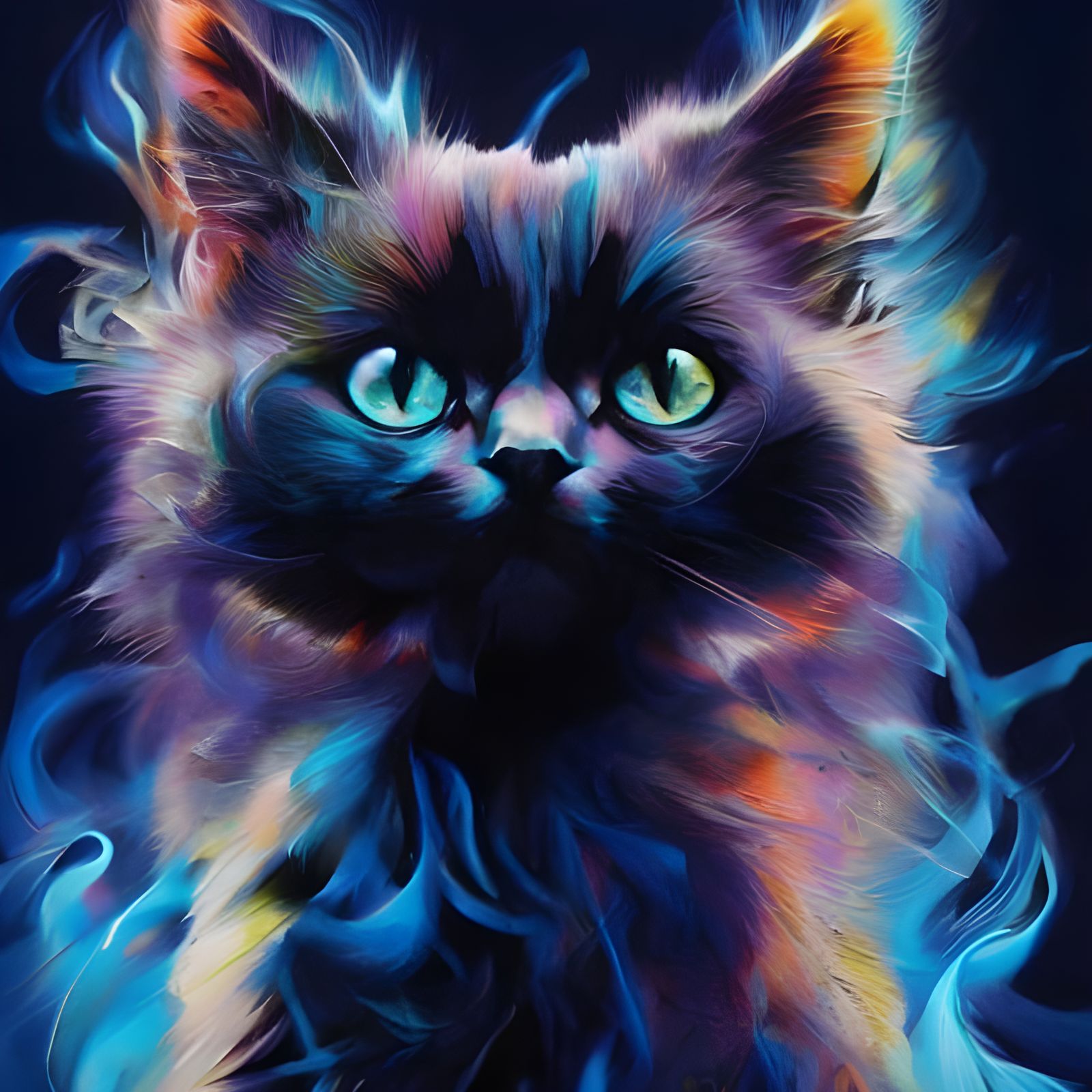 Chibi Cat Ink Art: Detailed Gouache Painting