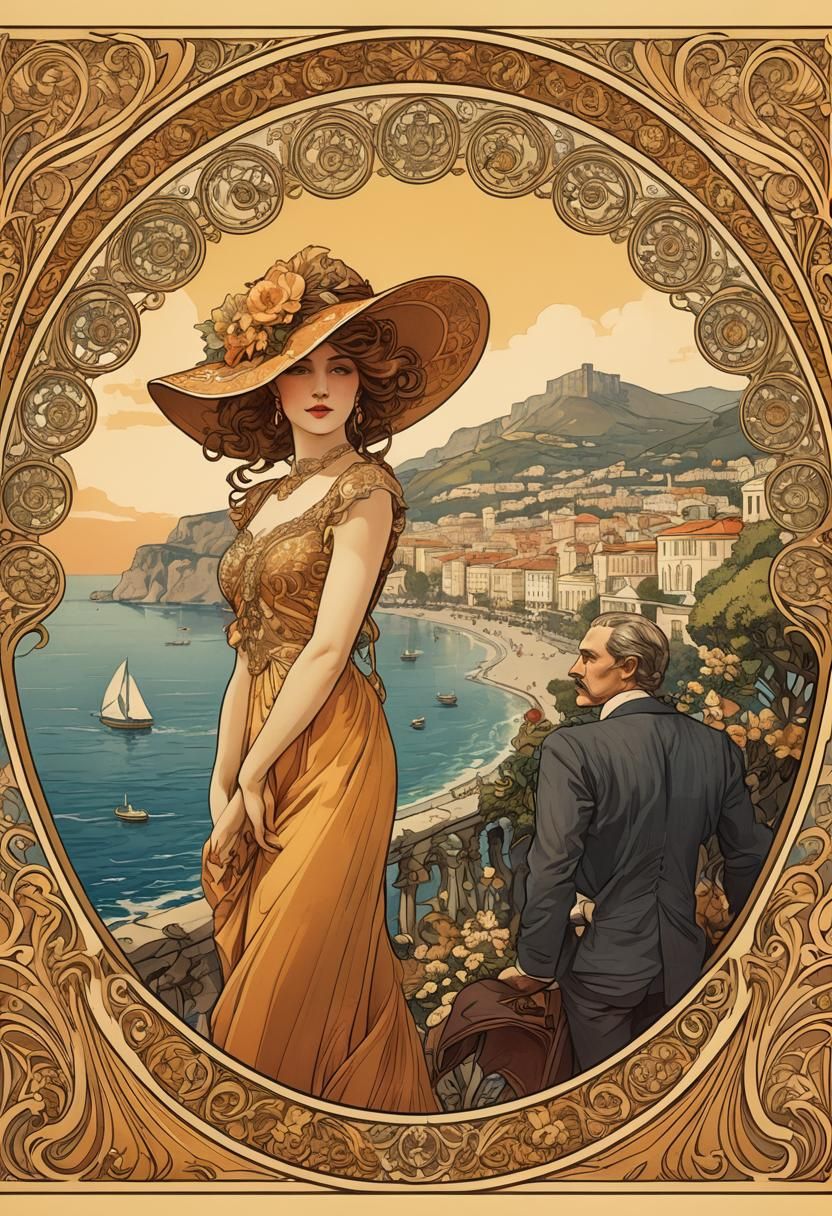 Art Nouveau Poster of Sorrento Scene