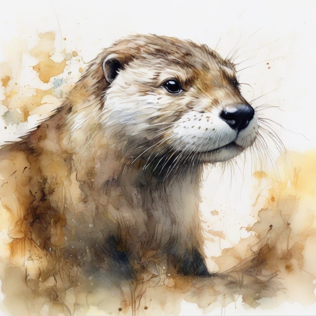 Otter Constructs Watercolour Dam in Dreamy, Cinematic Style