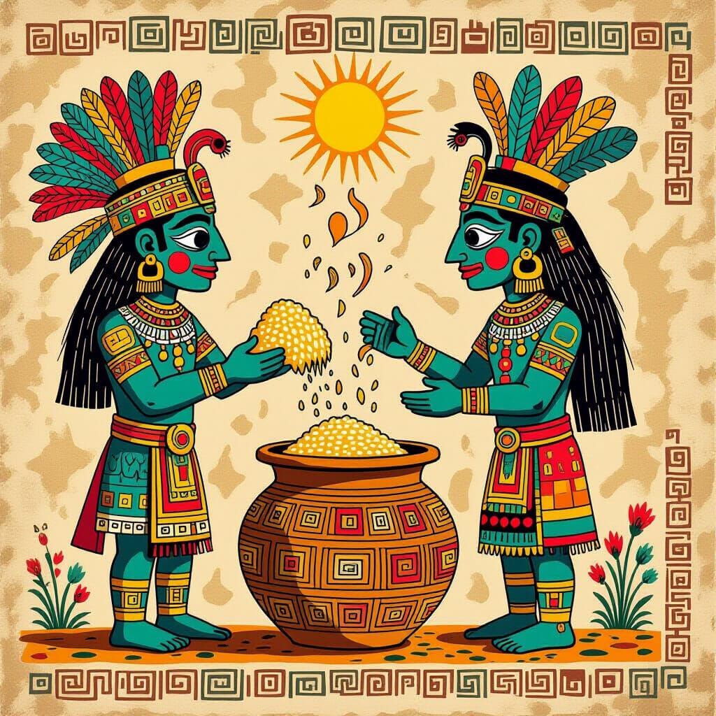 Mayan Codex Page: Gods Shaping Humans from Maize