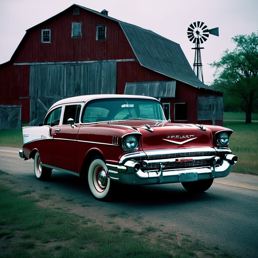 Classic American Farmstead in Dark Cherry Red