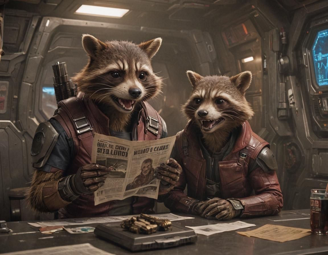 Rocket Raccoon's Wanted Poster in Cyberpunk Spaceship