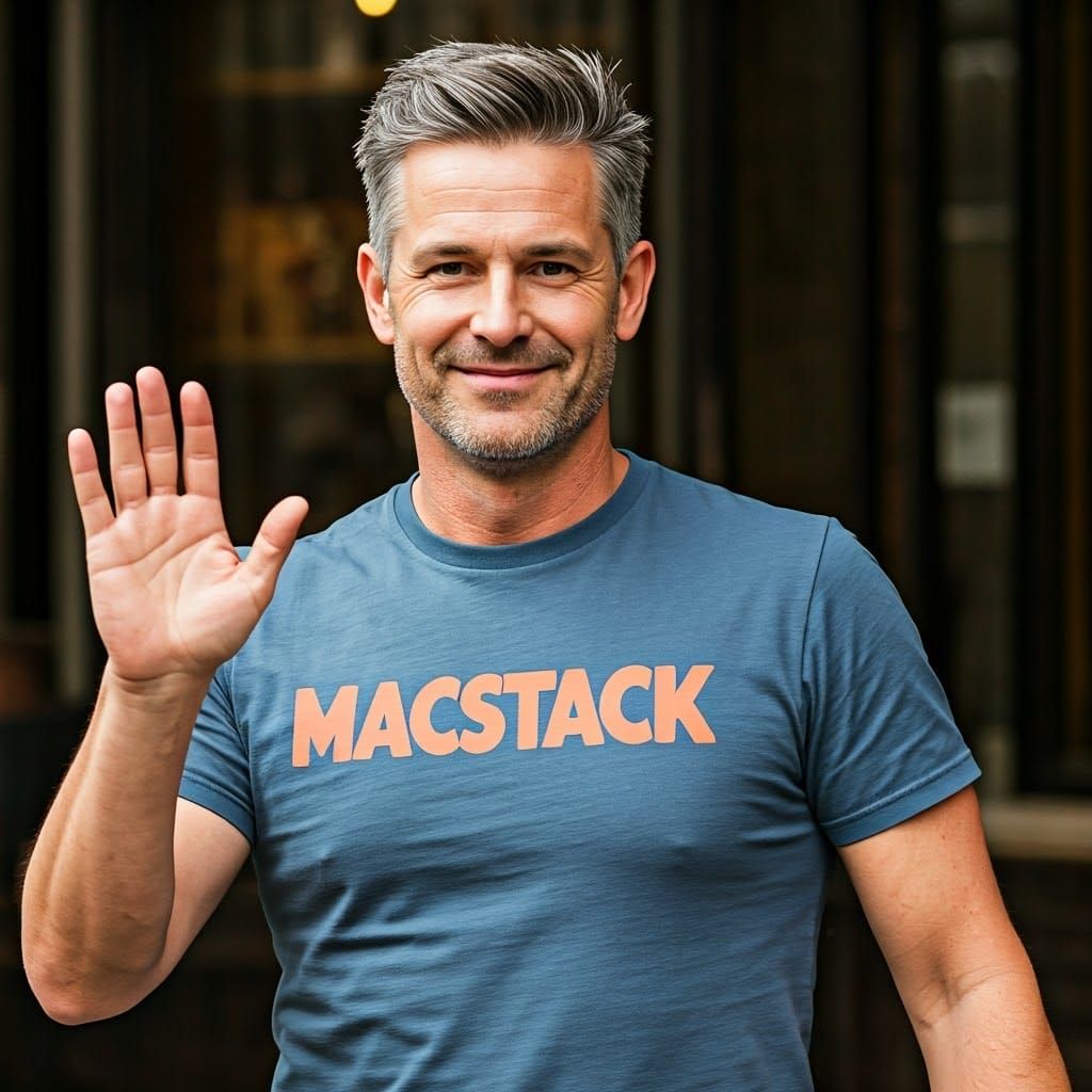 Friendly Man Waving Hello in Graphic Style