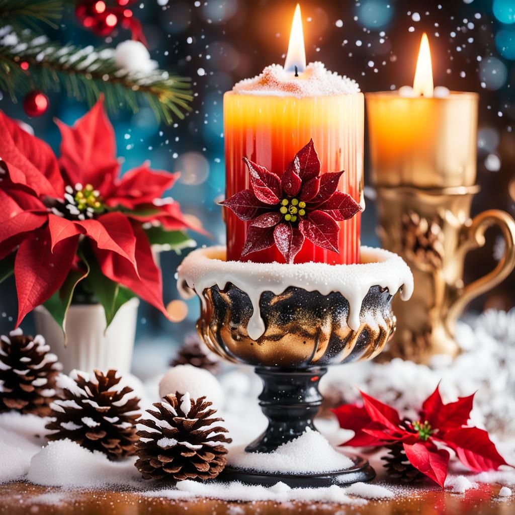 Surreal Melting Candle Still Life in Dreamlike Style