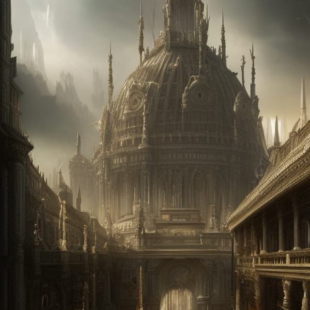 White and Blue Church in Dramatic Digital Painting