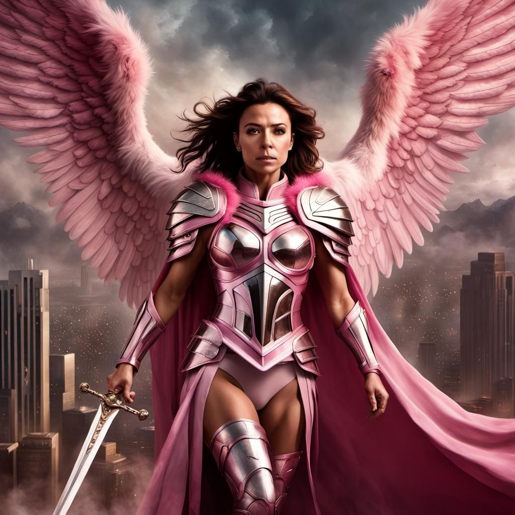 Archangel Warrior Soaring Above Los Angeles