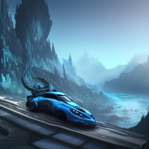 Blue Rims in Detailed Matte Painting Style