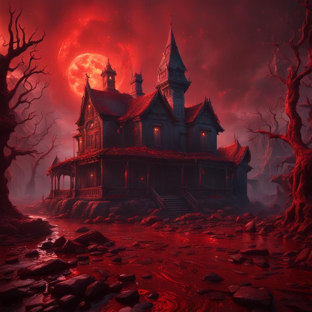 Bloody Horror Movie Scene: Detailed Matte Painting