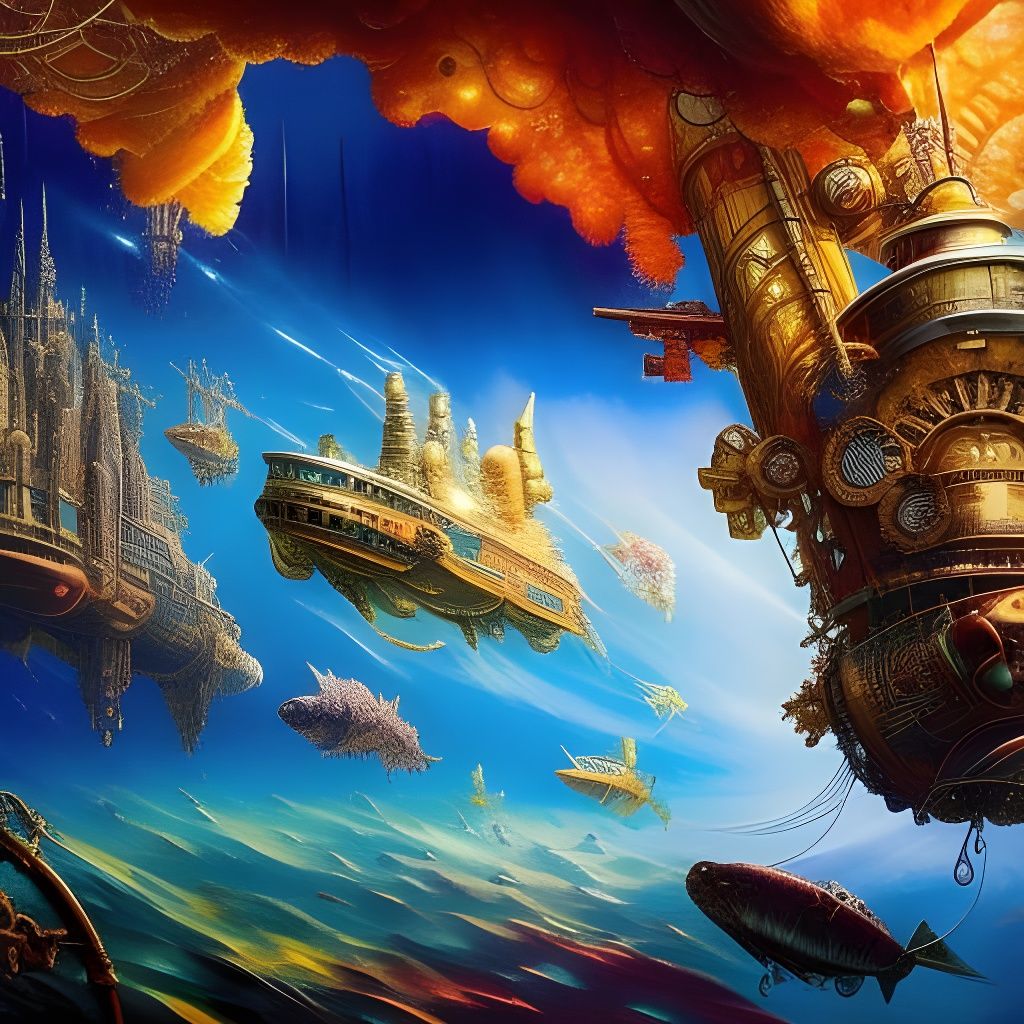 Steampunk Submarine Torpedoes in Rococo Style