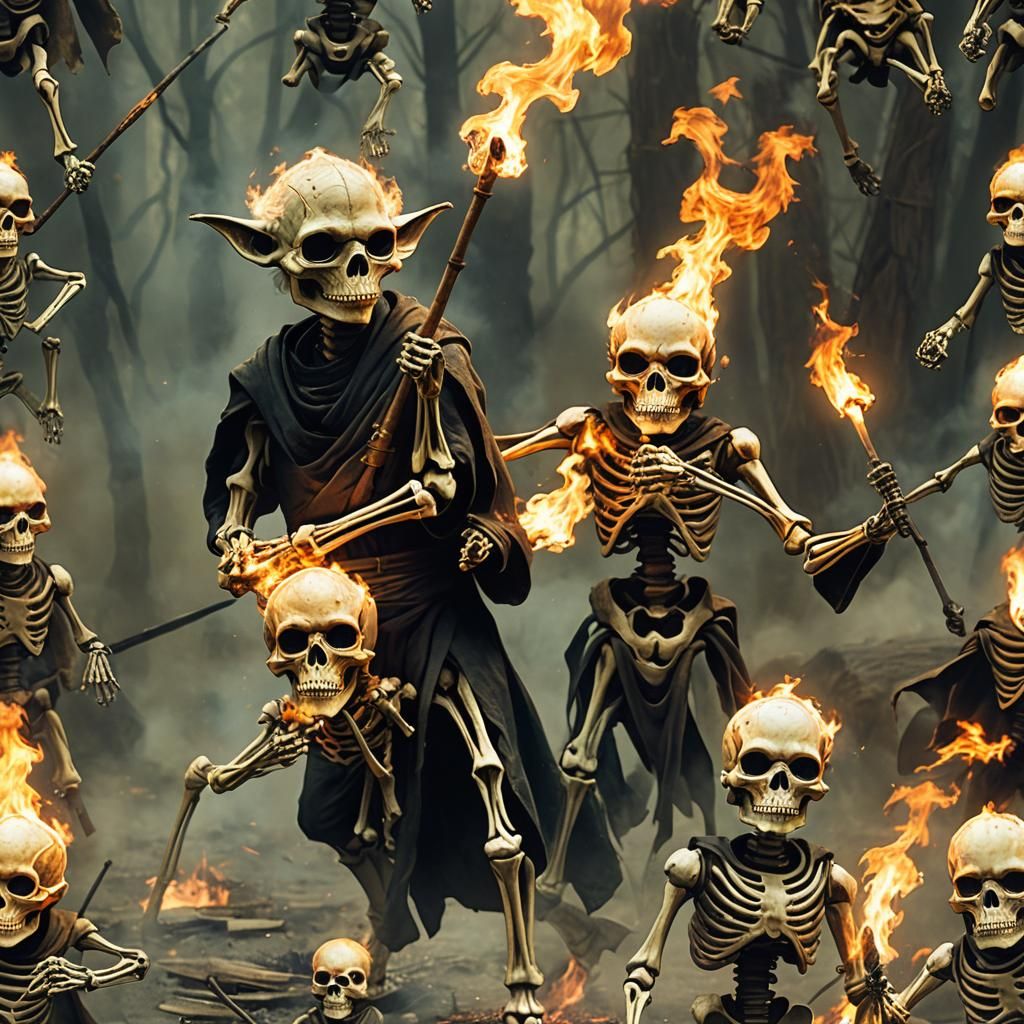 Fiery Yoda Skeleton