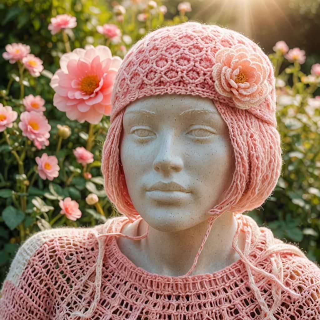 Pastel Macro Photo of Pink Crochet Beanie