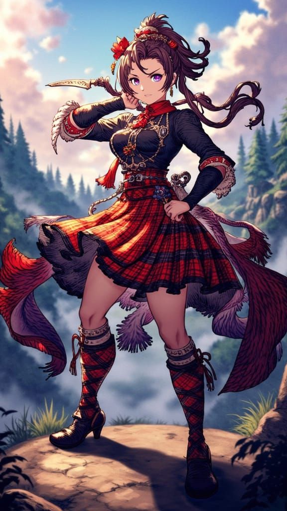 Anime Girl Rob Roy MacGregor in Scottish Highland