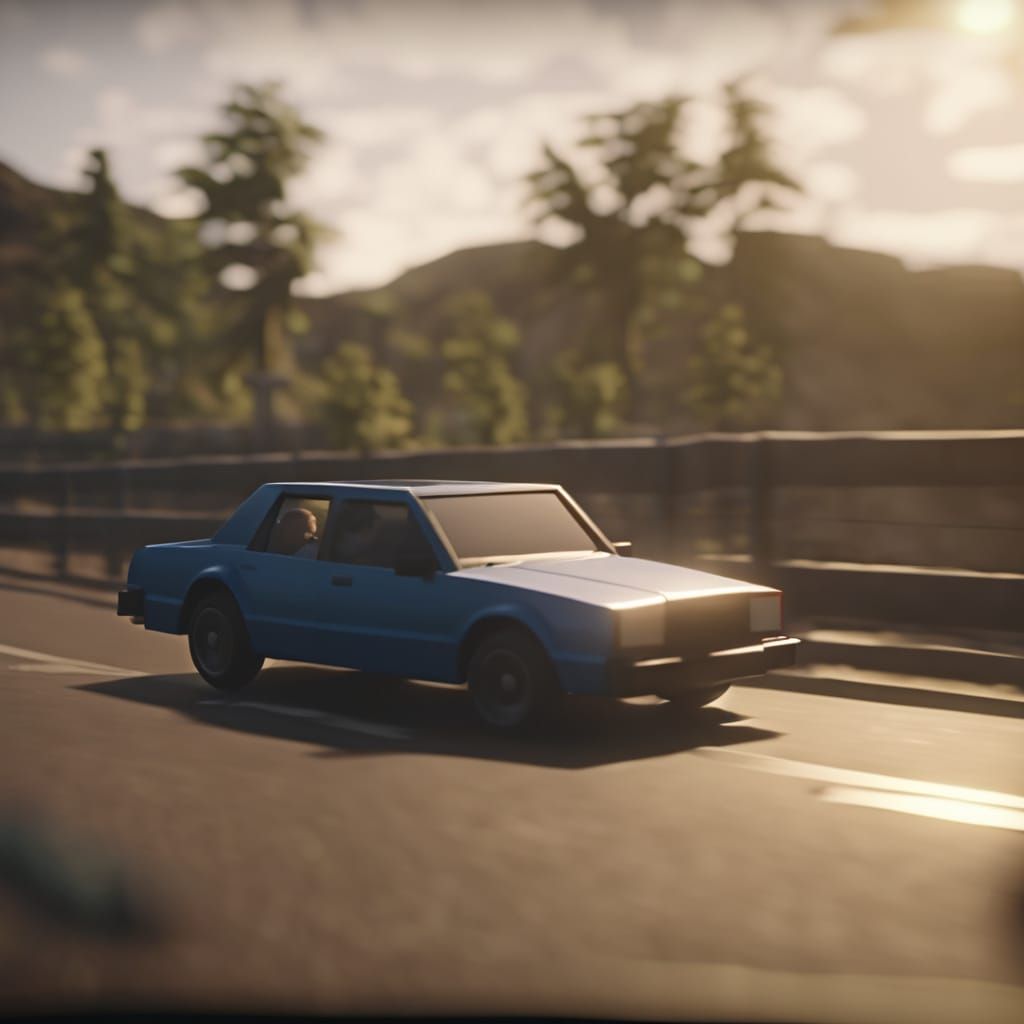 Roblox Car Drives Through Border in Cinematic Film Still