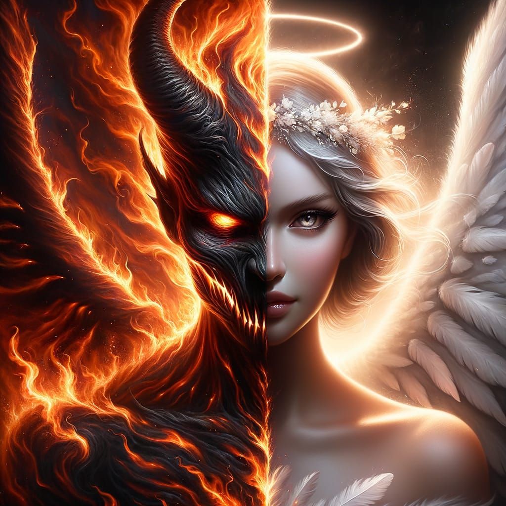 Good vs Evil Duet in Fiery Light