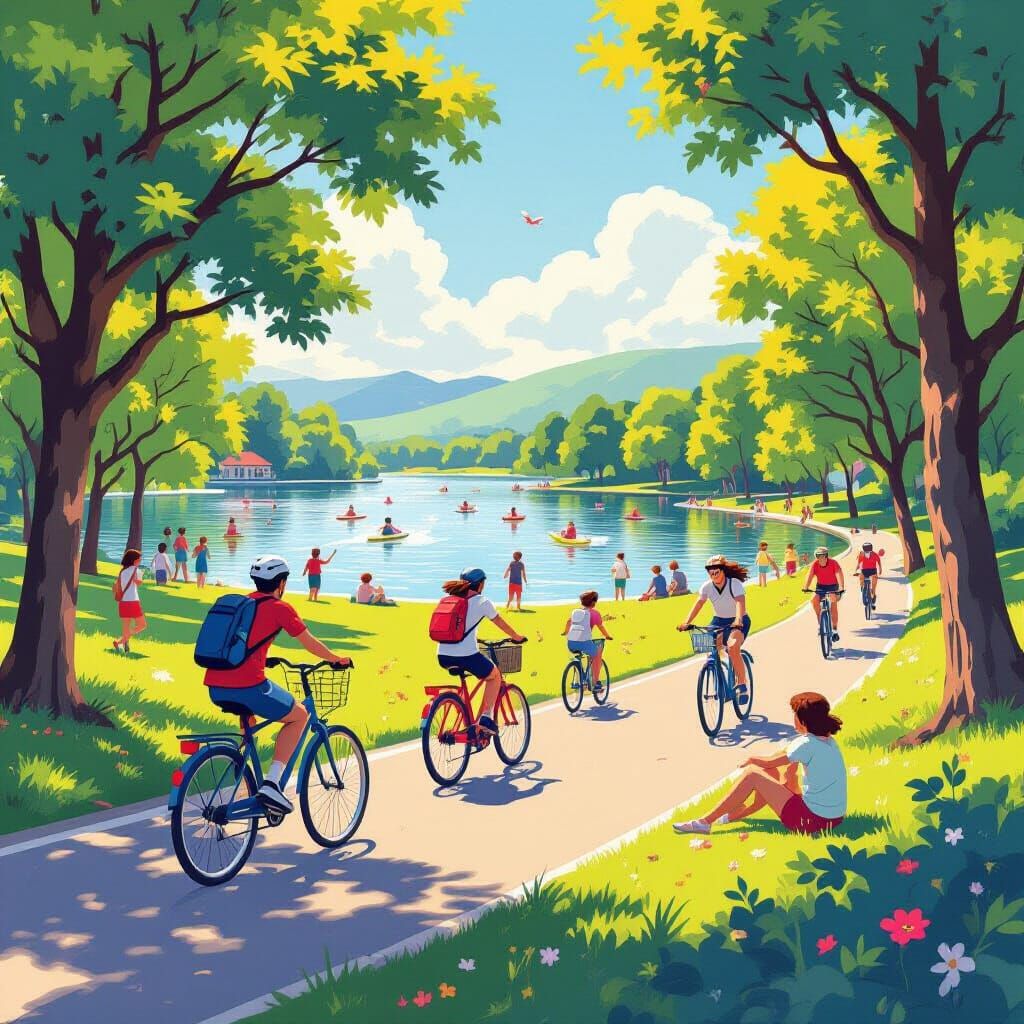 Joyful Recreation Scene with People Engaging in Activities