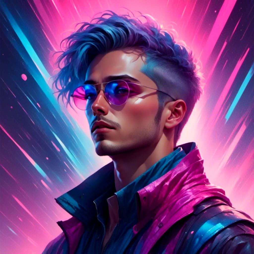 Cinematic Synthwave Portrait with Retro Style