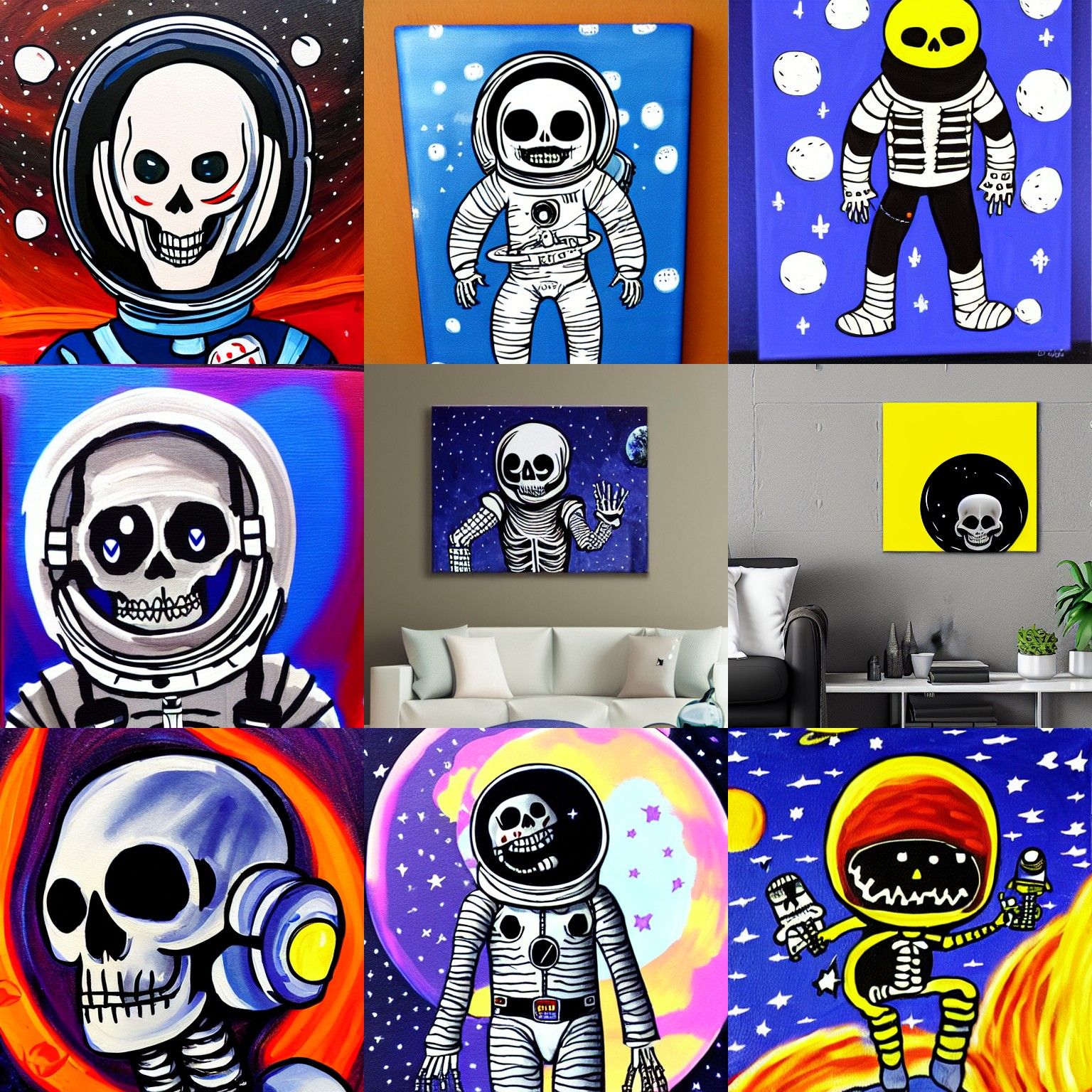 Skeleton Astronaut in Space Acrylic Art