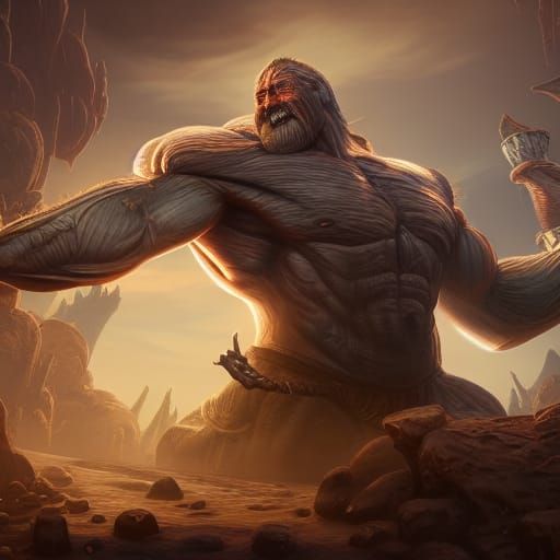 Detailed Matte Painting of a Muscular Man