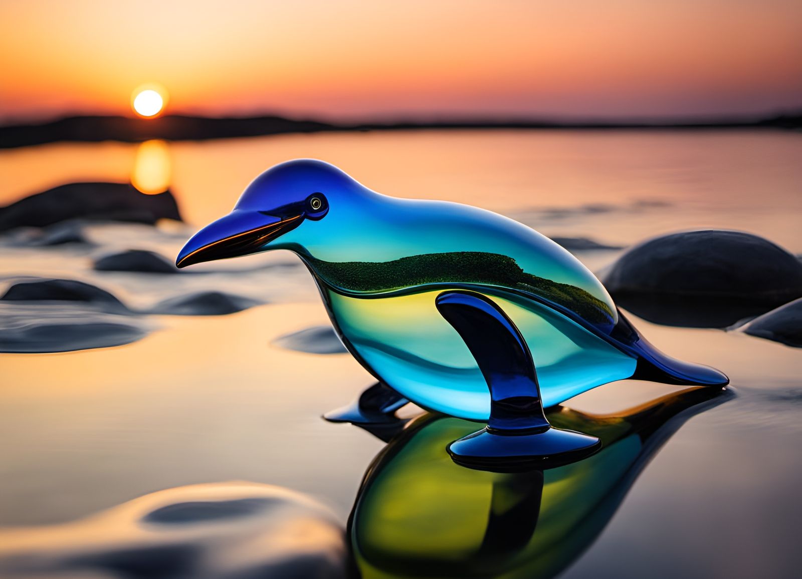 Blown Glass Penguin Sculpture by Chihuly